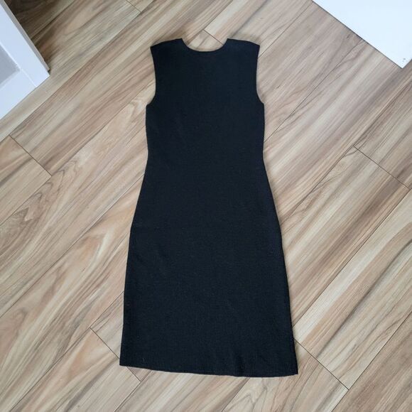 Vince Plaited Rib Knit Sleeveless Shift Dress in Black - Picture 9 of 13